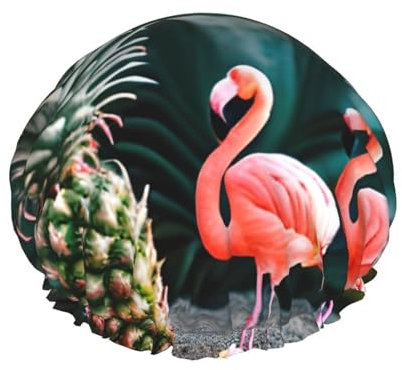 Ananas-Flamingo-Duschhauben mit einer doppelten Schicht halten Ihr Haar gut, egal ob Sie sie beim Duschen oder Baden verwenden.