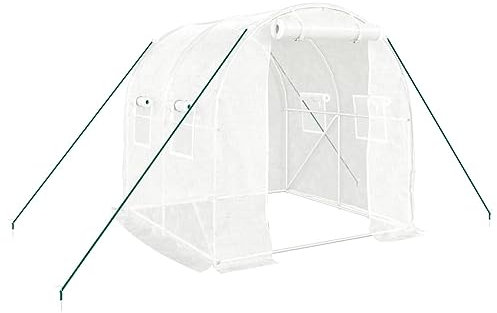 Gecheer Gewächshaus Treibhaus Tomatenhaus Pflanzenhaus Stahlrahmen Weiß 4 m² 2x2x2 m