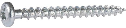 Spanplattenschrauben, Rundkopf, PZ, verzinkter Stahl, 4 x 40 mm, 500 Stück