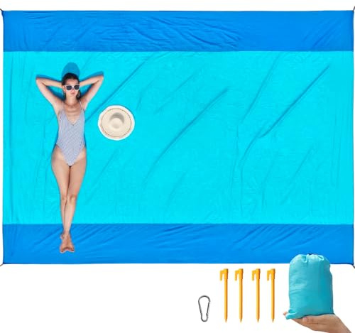 ISOPHO Picknickdecken, Nylon Sandfreie Stranddecke, 270 x 210 cm, übergroße Strandmatte, Leicht und Tragbar für Camping, Reisen, Picknick