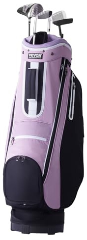 VEVOR Sacca da Golf con Divisori Organizzatori a 14 Vie, Sacca da Golf Premium 915 mm 13 Tasche, Sacca da Golf Resistente con Manici, Copertura Antipolvere e Cinghie Staccabili Sacca Nero Viola