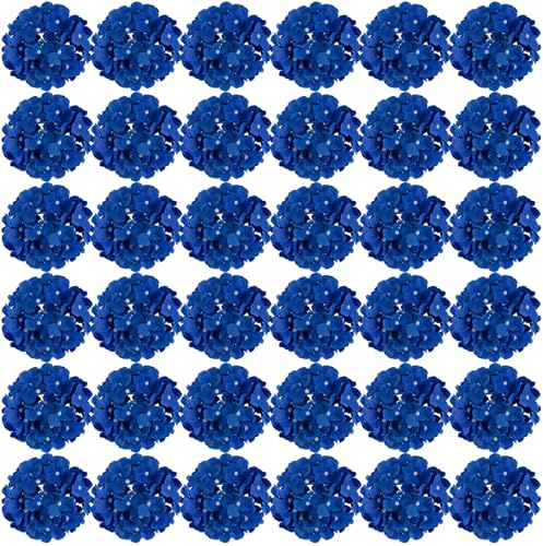 FagusHome 35 Stück künstliche Hortensien Blume Köpfe Künstliche Blumen Köpfe mit Stielen Gefälschte Blumen Durchmesser 18CM für Deko (Dunkelblau)