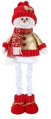 Weihnachtsmann Hirsch Schneemann mit Teleskopbeinen, stehende Plüsch-Weihnachtsfigur Santa Claus Weihnachtsschmuck Tischdekoration Kamin Weihnachtsbaum Haus