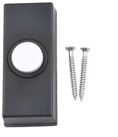Timbre negro con botón pulsador con cable para pared, plástico ABS, repuesto de timbre de puerta de 5,5 x 2,4 x 1,5 cm