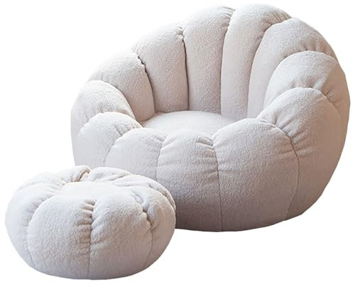 BotYcht Sitzsack Bezug für Kinder und Erwachsene Sitzsackbezug Sitzsackhülle (ohne Füllung) Weicher Teddy-Samtstoff Sitzsäcke Sofa Hülle für Wohnzimmer, Schlafzimmer, Balkon,Beige White