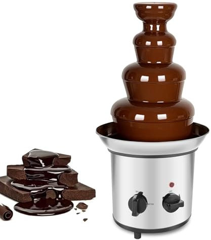 CHANGLKJ Máquina De Fuente De Fondue De Chocolate Eléctrica De 4 Niveles, Fuente De Chocolate De Acero Inoxidable con Base De Olla para Derretir En Caliente, Capacidad De 35 Oz Y Altura De 45cm