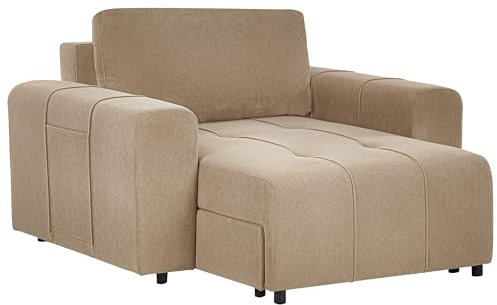Beliani Chaiselongue Stoff braun gepolstert mit Stauraum Récamiere Innvik