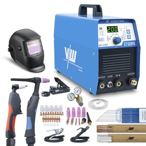 VECTOR WELDING WIG Schweißgerät DC 200 A SET - Elektrodenschweißfunktion - Plasmaschneider IGBT Inverter - CT520PD