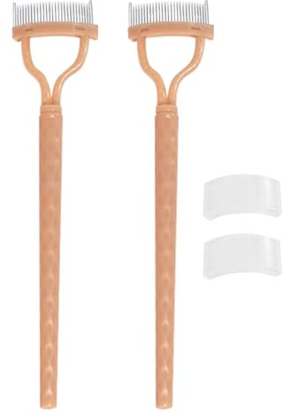 Peine de pestañas de metal, peine de pestañas de ojos - 2 paquete de dientes de metal con pestañas formadoras con cubierta | Herramienta cosmética, suministros de maquillaje, cepillo de cejas, aplicad