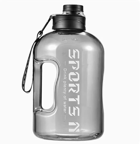 Sports Water Bottle, 1.7L Capacity, Leakproof Design, Black and Grey, for Gym, Cycling, Hiking and Camping, this bottle features a durable, leakproof design (Grey)
