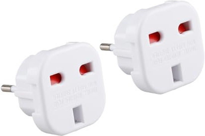 Bojueshaw 2 Pack UK to EU Travel Plug Adapter - Type C/E/F for Spain,France,Italy,Germany,Portugal,Netherlands,Greece,Turkey and More European Countries(White)