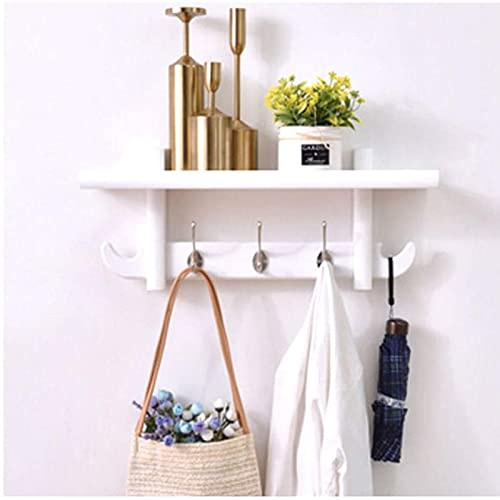 Home Accessories,Porte-manteaux avec étagère en bois, porte-manteau mural avec crochets métalliques pour entrée, cuisine, salle de bain