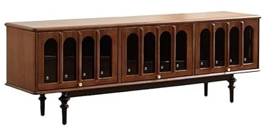 TV-Bänkskåp 180x40x60cm Vintage Massivträ Golvförvaring med Glasmonter, för Vardagsrum Hotell & Konferensanläggning