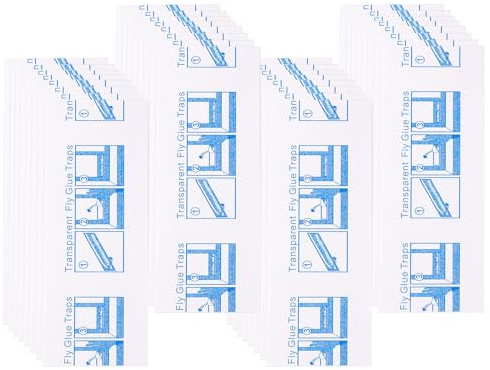 32 Stück Fenster Fliegenfalle Aufkleber für Innen Klebrige Leimfallen Fliegenpapier Klebestreifen Transparent für Außen Innen Haus Schule Restaurant Kantine