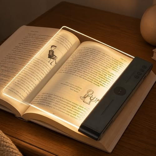 LED-Buch Leselampe Flach Flache Buchlampe Mit 3 Lichtfarben | Wiederaufladbare Dimmbar Und mit Timerfunktion, Tragbares Intelligentes LED Panel Zum Lesen Zum Lesen im Bett