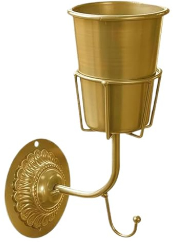 Väggvas med – 25 x 16 cm platsbesparande organisatör hängare | Inomhus växthållare för lägenhet | Entré vardagsrum sovrum badrum balkong kontor utomhus | Järn guld vintage