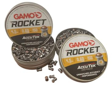 Arapaima Beitia Pack 2 Latas GAMO Rocket Accutek 4,5 mm (.177) – 300 Balines de Alta Precisión para Carabina y Pistola de Aire Comprimido – 0,60 g, Punta Metálica, Tiro Deportivo