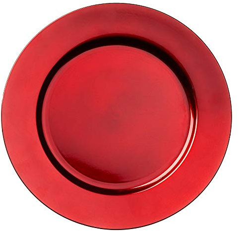 Cepewa Dekoteller ca. Ø 33cm rot │ Kunststoff-Teller für individuelle Tischdekoration │moderner Platzteller (1 x Dekoteller rot)
