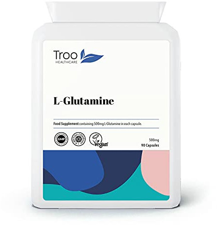 Troo Health Care L-Glutamine Supplement (500mg) - 90 High Strength Capsules - Targeted Release Amino Acid Supplement| UK Manufactured to GMP Standards