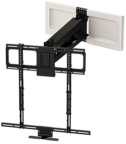 MantelMount MM540 - Above Fireplace Pull Down TV Mount for 44 to 80 Screen TVs to 90 lbs, with Patented auto-straightening, Adjustable Stops, Heat Sensor Handles & Paintable Covers