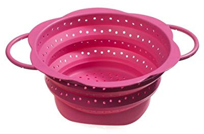 Kochblume Faltsieb M | Premium-Silikon & BPA frei| Hitzebeständig | Spülmaschinenfest | Platzsparend | Farbe: pink