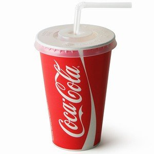 Thali Outlet- 1000 x 12oz / 300ml Coke Design Paper Cups + Slot Lids for Fast Food Restaurants Parties Events - Cold Drinks