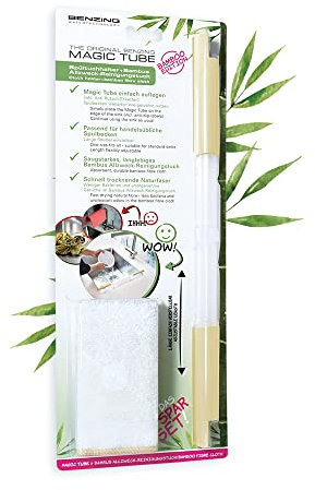 Die original BENZING Magic Tube Bambus Edition - der praktische Spültuchhalter und Haushalthelfer für jedes Spülbecken und jede Küche. Spar-Set mit nachhaltigem Bambus Allzweck-Reinigungstuch., Beige