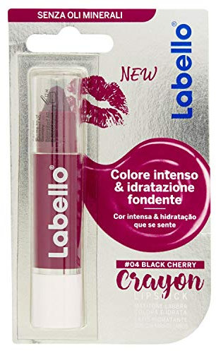 Labello Crayon Lipstick Lippenstift färbt und spendet Feuchtigkeit, ohne Mineralöle und Parabene, Blackcherry