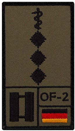 Café Viereck ® Stabsarzt Bundeswehr Rank Patch mit Dienstgrad - Gestickt mit Klett – 9,8 cm x 5,6 cm