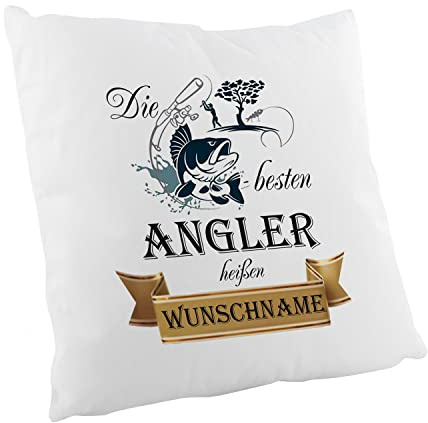 Flauschiges Kissen - Die besten Angler heißen Wunschname Zierkissen, Sofakissen, bedrucktes Kissen, Baumwollkissen