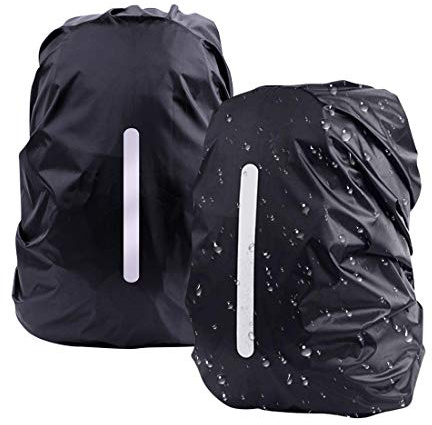 DFK Set di 2 coperture antipioggia impermeabili per zaini, zaini, parapioggia, protezione antipioggia, per esterni, ciclismo, campeggio, escursionismo, Nero (2 pezzi), S, Modern