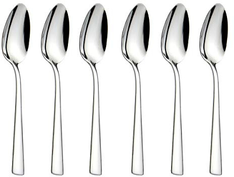 HISSF 6-Pieces Teaspoons Set Stainless Steel 18/0 Tea Spoon, 6.29 Inches For Home, Kitchen Restaurant, square handle