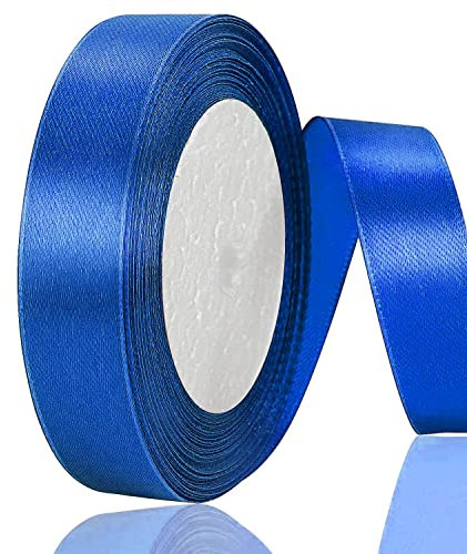OWill 22 Meter Geschenkband Blau,20mm Schleifenband Blau,Satinband für Hochzeit,Taufe,Geburtstag,Geschenke,Kuchendekoration,Nähprojekte,Partyballon und Haarschleifen