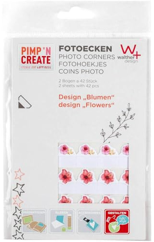 walther design Photo Corners Flores 2 hojas con 42 esquinas fotográficas Rincones fotográficos en diseño floral PIMP Y CREATE FE084F