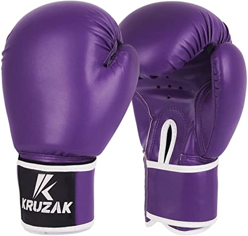 Kruzak Boxing Gloves for Kids 5-10 Years Training, Sparring, Kickboxing, Muay Thai, Martial Arts & MMA Fighting - Boys & Girls Punch Bag Mitts Training Purple 4OZ