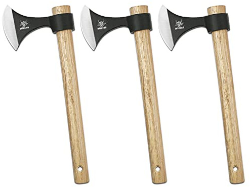 WICING Throwing Axes 3 Pack, 16.2-inch Throwing Tomahawks High Carbon Steel & Wooden Handle, for Axe Throwing Recreation and Competition