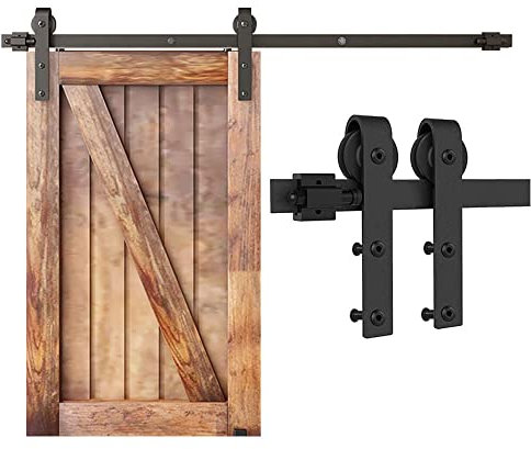 BONIKLUBA 3.5FT/108cm Mini Sliding Barn Door Hardware Small Sliding Rail Kit for Single TV Stand Wardrobe Cabinet (No Cabinet Door)