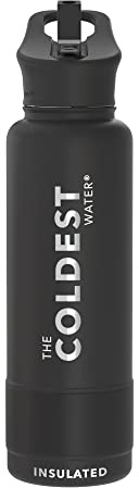 Coldest Insulated Water Bottle with Straw Lid - Stainless Steel Metal Insulated Bottle for Men & Women (Stealth Black, 40 oz)