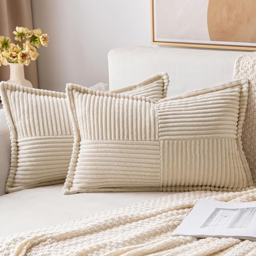 MIULEE Coussin Canapé 40×60cm Creme Lot de 6 Patchwork