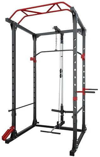 Strongway® Multi-Gym Power Cage with Dual Pulley System Pull Up Bar Squat Rack Power Rack Weight Lifting Home Gym Fitness