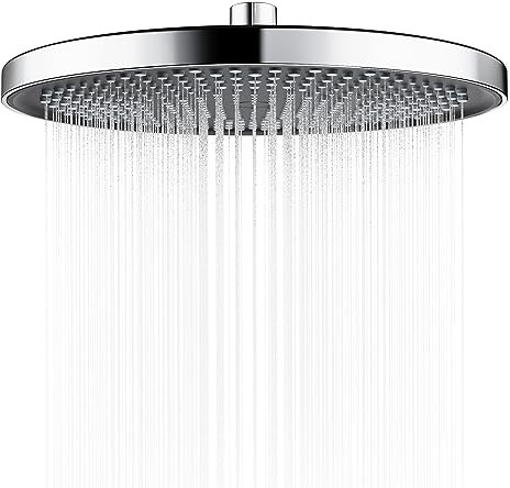 YUANNY - Soffione doccia a pioggia, 10 pollici, a risparmio energetico, universale, con ugelli anticalcare, soffione rotondo grande, Ø 26 cm, stabile ABS cromato