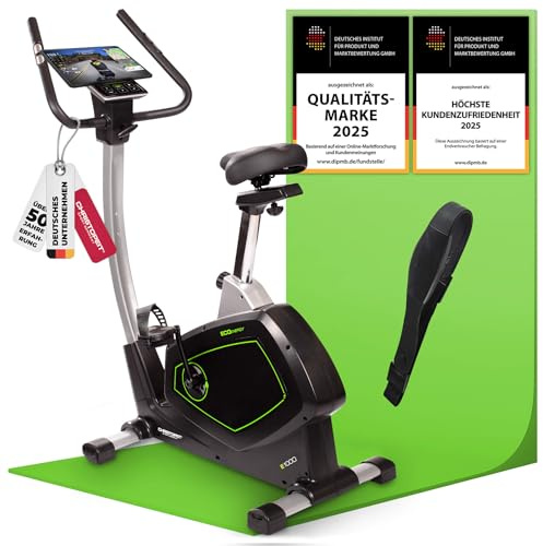 CHRISTOPEIT Ergometer Heimtrainer Eco 1000 | Fitnessfahrrad mit Generator – Stromlos trainieren, leise, 10kg Schwungmasse, Bluetooth, Kinomap-App, bis 150kg