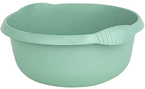32CM High Grade Plastic Washing Up Bow Round Silver Sage Kitchen Basin Sink Tidy Mixing Bowl with Integral Handle for Home & Kitchen