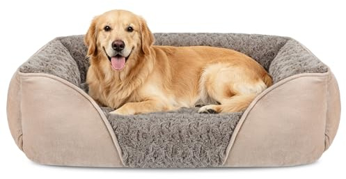 JOEJOY Hundsäng Stora Hundar, Hundbädd Tvättbar Fluffig, Ångestdämpande Hundbäddar Mjuka Bekväma, Halkfri Hundbädd för Stora Hundar och Katter, 89x63x23cm
