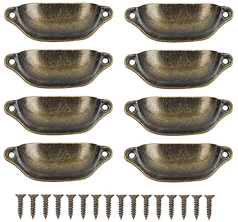 TOPINCN Vintage Antique Noir Cuisine Placard Porte Armoire Tiroir Tirer Poignée Coquille Forme Bouton Ensemble pour Meubles Garde-Robe Placard (Bronze)