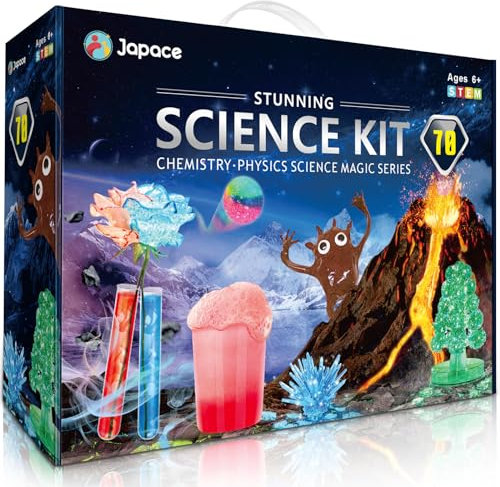 Japace 70 Experiments Science Kits for Kids, Science Lab STEM Activities Educational Scientist Toys for 6 7 8 9 10 11 12 Year Olds Boys Girls Gift, Chemistry Set, Volcano Erupting, Crystals Growing