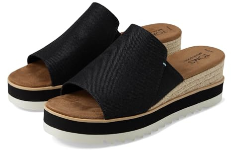 TOMS Sandalias Diana Mule para mujer, Lona pesada de ancho ancho negro, 9.5