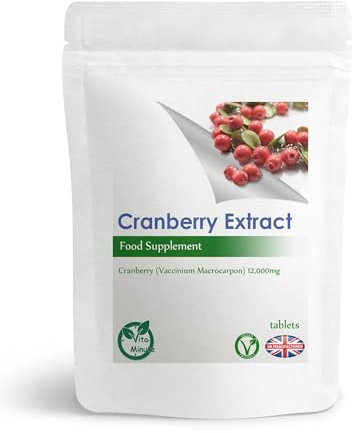Cranberry Extract 12000mg Tablets, Natural UTI Support, Bladder Health (Pack of 30)