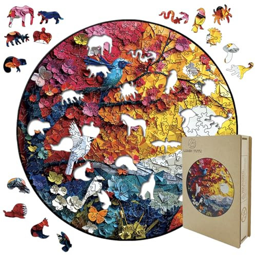 Juego de 200 rompecabezas de madera para adultos y niños, 29 x 29 cm, ideales para decoración y regalos, con caja (pájaros)