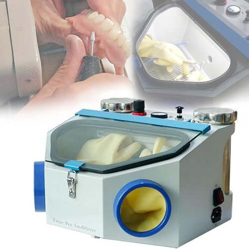 Sableuse à Double Stylo Fin Avec 2 Réservoirs En Métal Sableuse Avec Lumière LED Et Grande Fenêtre De Visualisation Sableuse De Laboratoire Pour Le Sablage Du Verre Et Le Dérouillage Des Surfaces Mé